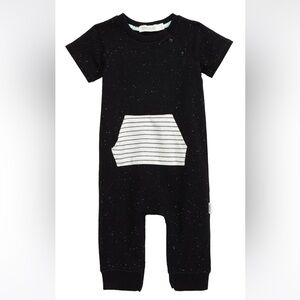 Miles short sleeve romper black white speckles stripes size 9 months unisex 🖤🤍